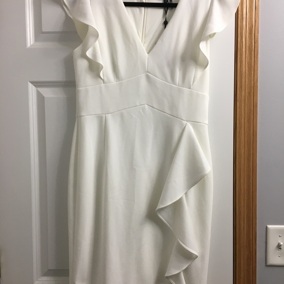NWT DKNY white flutter sleeve dress - Picture 3 of 6